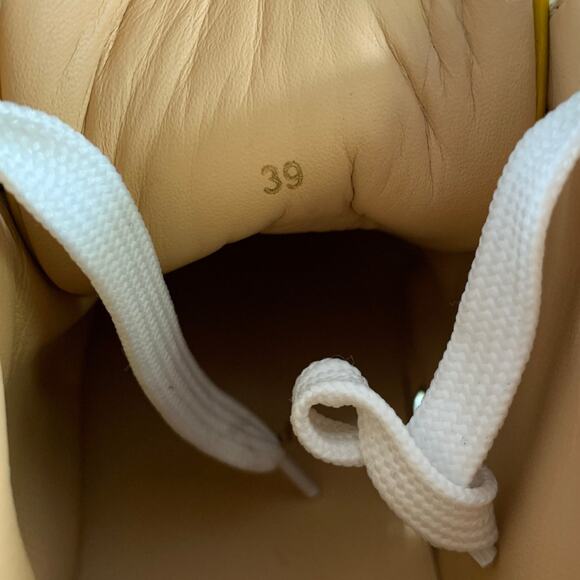 CHRISTIAN LOUBOUTIN Size 6.5 Gold White Leather High Top Lace Up Shoes main image 8